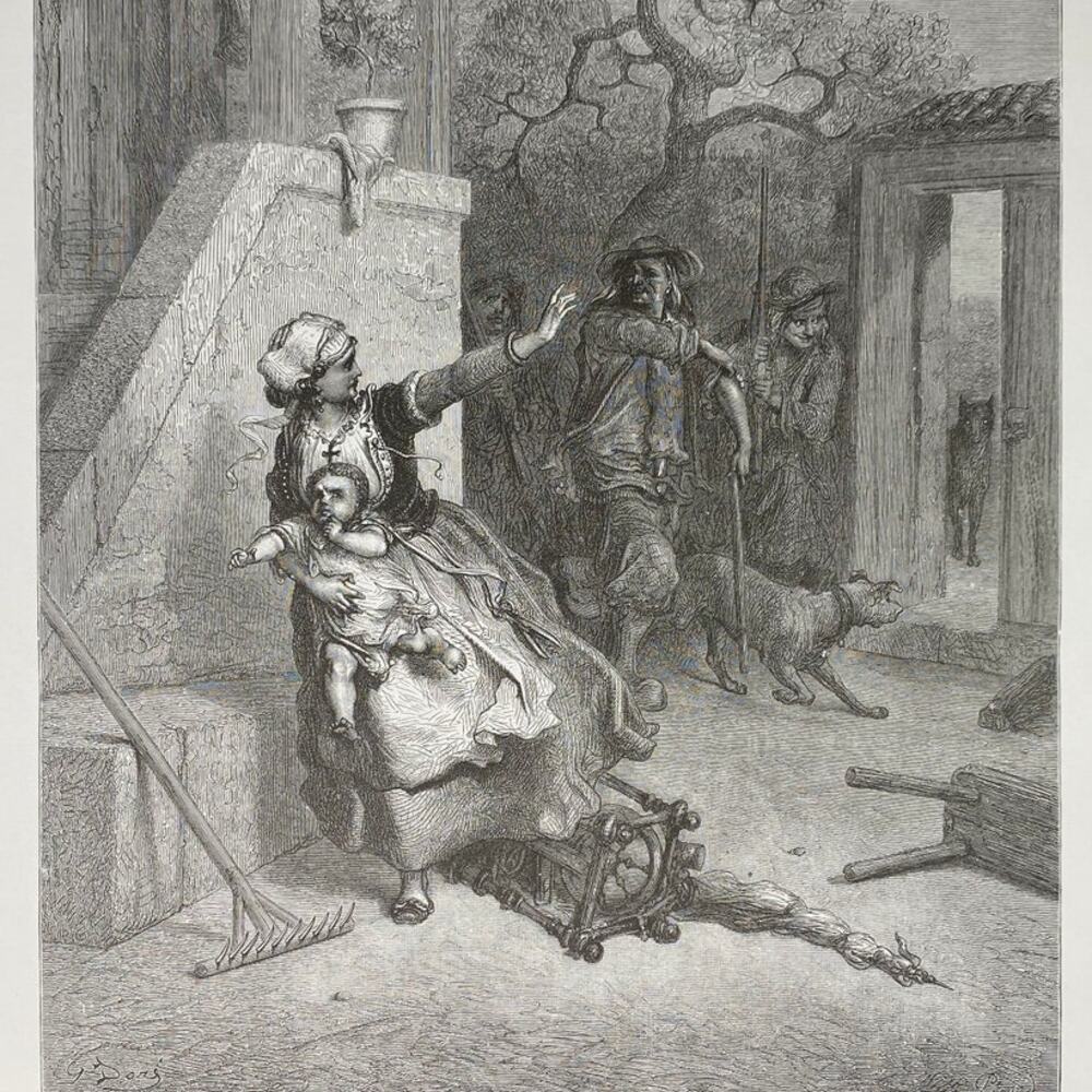 Gustave Dore, Fables, Wolf Mother Child, Monkey Dolphin, Bookplate 240706-WH 290